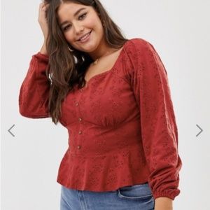 ASOS DESIGN Curve square neck peplum top